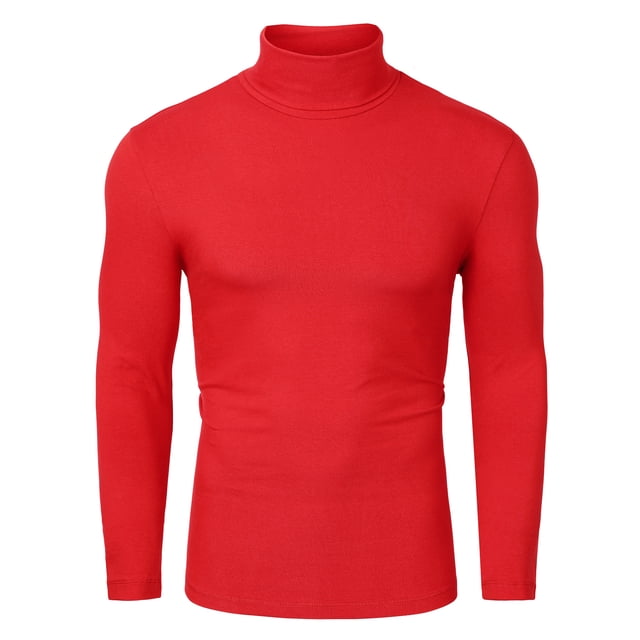 INSPIRE CHIC Men's Pullover Turtle Neck Long Sleeves Stretchy Slim Fit Tops