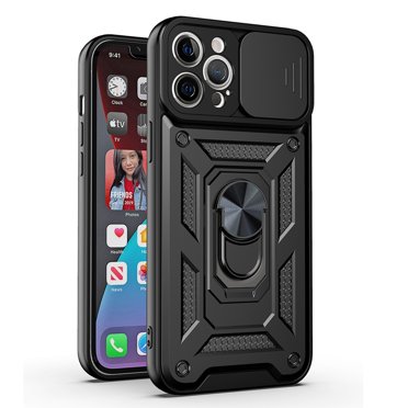 Dteck Étui Arrière avec Support pour iPhone 12 Pro Max avec Support Anneau 360, Noir