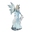 thumbnail image 3 of Snow Fairy en Robe Doublée de Fourrure avec 2 Statues de Loups Arctiques 24 Pouces de Haut, 3 of 5