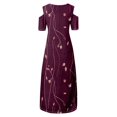 thumbnail image 4 of JULMCOMO Robes Grande Taille pour Femmes 5x Robe d'Été à Épaules Dénudées pour Invitée de Mariage Tendance à Imprimé Floral à Manches Courtes Col Ras du Cou Longue Robe Violet 5TG, 4 of 6