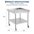 thumbnail image 2 of Heavy-Duty Stainless Steel Commercial Worktable with Adjustable Shelf, 3-Sided Backsplash & 5" Wheels – Professional Prep Table for Kitchen, Restaurant, Food Service, Grill, and Storage, 2 of 7