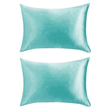 Deals of The Week Grocery! Satin Pillowcase for Hair and Skin Silk Satin Pillowcase 2 Pack Queen Size Pillow Cases Set of 2 Silky Pillow Cover with Envelope Closure (20X30 Turquoise) Thanksgiving Deal