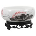 thumbnail image 1 of 1 Ensemble de Pot de Fleurs Hydroponique en Céramique Rond avec Base en Plastique, 1 of 9