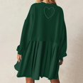 thumbnail image 5 of Womens Oversized Sweatshirt Dress Long Flowy Patchwork Pullover Tops Cute Drop Shoulder Sweatshirts Fall Long Sleeve Mini Dress Teen Girls Crewneck Solid Tunic Pleated Loose Clothing Beig, 5 of 5
