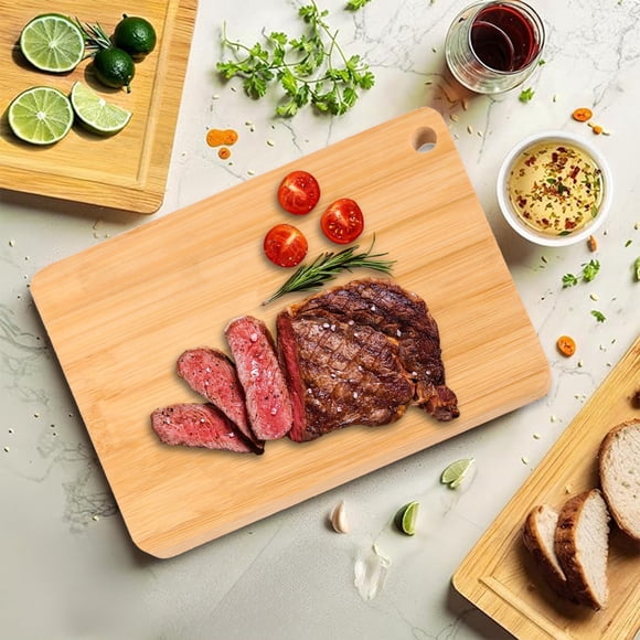 UsRHHA Vertical Double-Sided Bamboo Cutting Board, Reversible Kitchen Chopping Board for Meat and Vegetables, Wooden Cutting Board with Juice Groove for Countertop Sink Dishwasher Safe