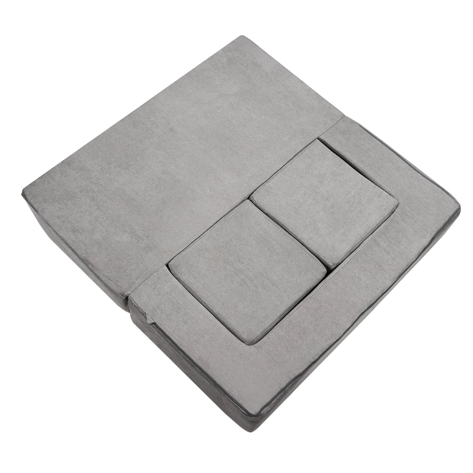 KFFKFF Children's Modular Sofa, 4-Piece Play Couch Set, Convertible Toddler Sofa Bed, Playroom Seating for Kids, Detachable Kids' Lounge with Washable Cover, Grey, Ideal for Boys & Girls