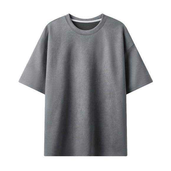 AherBiu T-Shirts pour Hommes Col Rond Manches Courtes T-Shirt pour Hommes Flanelle Décontracté Mode T-Shirts Hauts pour Hommes