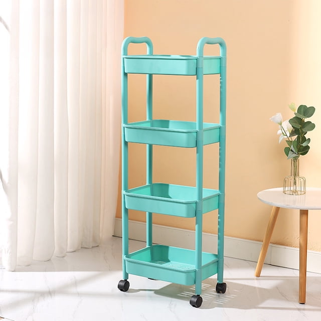 Birdeem Multifunctional Storage Cart Organizer,4-Tier Rolling Utility Cart with Wheels and Handles,Space Saving Mobile Storage Rack for Kitchen Bathroom Living Room Organization