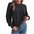 thumbnail image 2 of Pisexur Chandails pour Femmes Chandail Doux et Confortable, Chandail à Manches Longues à Col Rond Uni pour Femmes Noir, P, 2 of 8