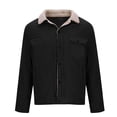 thumbnail image 4 of Lovzfmll Manteau Rétro pour Homme Doublé en Molleton avec Poches Zippées à Manches Longues Noir, G, 4 of 8