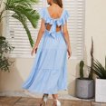 thumbnail image 4 of mtvxesu Robes d'Été pour Femmes, Robe Confortable à Manches Courtes Unie de Printemps/été à la Mode pour Femmes, Robes Midi, 4 of 4