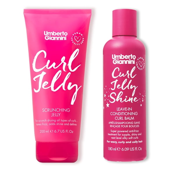 Umberto Giannini Curl Jelly Scrunching Jelly 6.7fl Oz and Curl Jelly Shine Vegan Leave In Conditioner Duo 6.09 - Cruelty Free