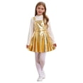 thumbnail image 2 of RUNQHUI Robe Évasée pour Filles Fête d'Anniversaire Robe à Bretelles Jupe Plissée Vêtements de Carnaval Or 14, 2 of 6