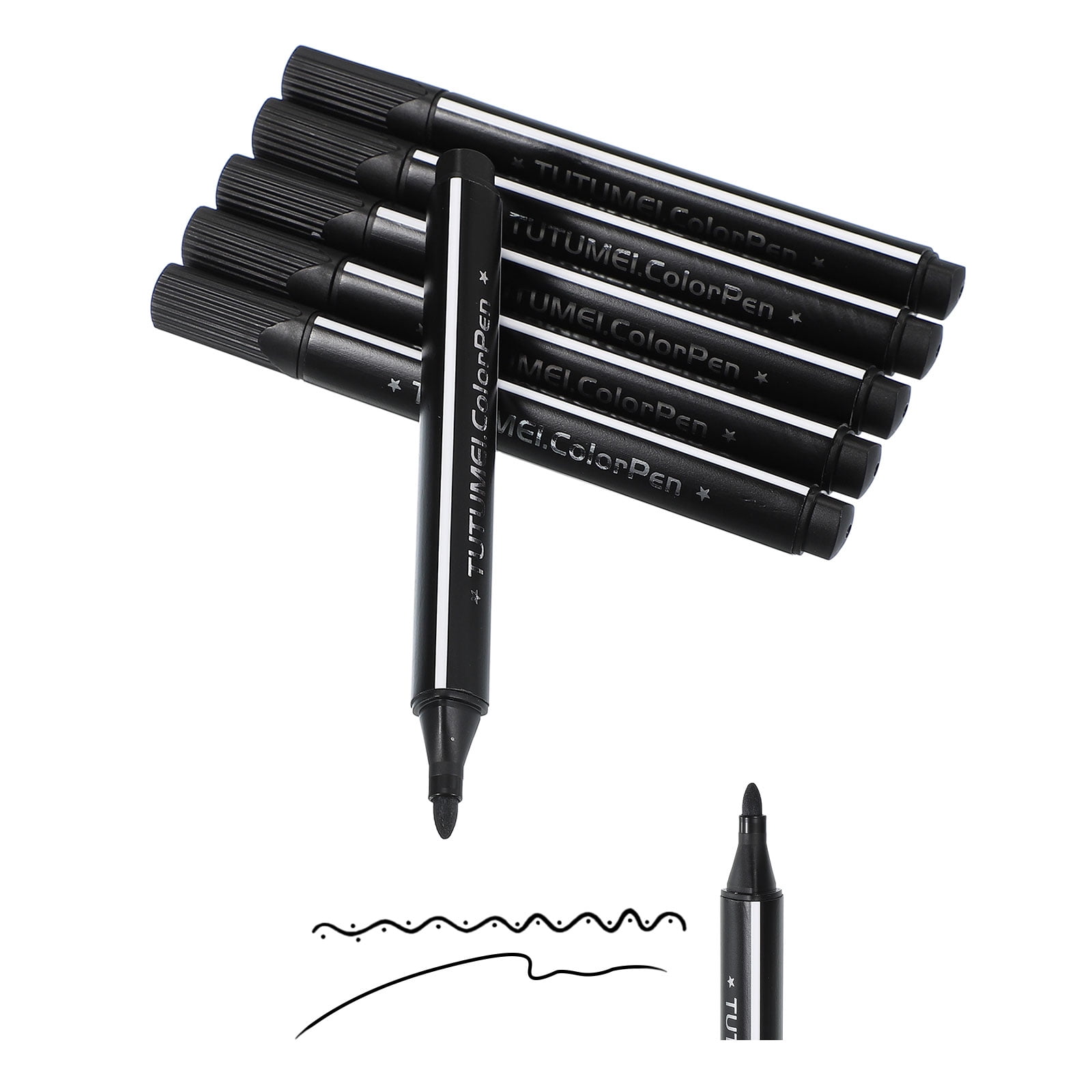 Uxcell Colored Markers Black 6 Pack Washable Coloring Markers Water Color Pens