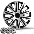 thumbnail image 1 of Wheel Cover Kit, 14 Inch Hubcaps Set of 4 Automotive Hub Caps with Universal Snap-On Retention Rings, 2-Tone ABS Plastic Black and Silver Rim Covers for All Makes, Models (SG-5083-DP-14), 1 of 7