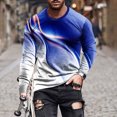 thumbnail image 1 of TIMIFIS Chandails pour Hommes Chandail Imprimé Décontracté T-Shirt à Manches Longues pour Hommes Col Rond T-Shirt Graphique Hauts Hommes Coupe Ample Chandail de Course Chandail Taille-Bluefall s, 1 of 1