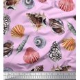 thumbnail image 1 of Soimoi polyester Crepe Fabric Colorful Shells Ocean Print Fabric by the Yard 52 Inch Wide, 1 of 3