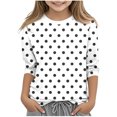 thumbnail image 1 of COM1950s Chemises pour Filles, Mode Enfant Couleur Unie Manches 3/4 Col Rond Hauts/chemise, 1 of 8