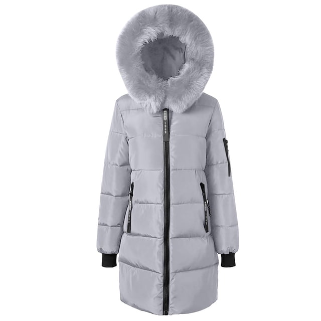 Fall/Winter Saving! srobpty Women's Long Sleeve Puffer Jacket, Women's Winter Down Jacket with Hood Waist and to Overcome Outer Long Sleeve Long Coats Gray, S