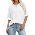 thumbnail image 3 of Staron Plus Size T-Shirts for Women Casual Patchwork Color Round Neck Short Sleeve Loose Comfy Basic Spring Summer Top, Gray 3XL, 3 of 4
