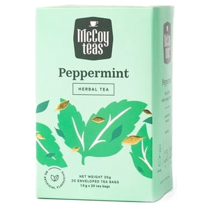 McCoy Teas Peppermint Tea Thé Ceylan Premium du Sri Lanka, 20 Sacs à thé individuels à chambre double
