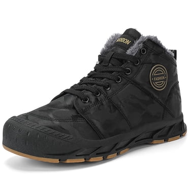 YOUSNH Men New Large Size Plush Thermal Non Slip Camo Snow Boots Outdoor Adventure Camping Mountaineering Boots Mens Boots Black 10