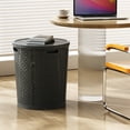 thumbnail image 4 of XYAIYT Large Plastic Imitation Rattan Laundry Hamper with Lid for Clothes and Toy Storage Long Lasting and Sturdy with Side Handles for Easy and Ventilation 2.11lb Capacity, 4 of 6