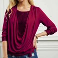 thumbnail image 2 of Women's T Shirts Solid Sequined Long Sleeve Loose Womens Tops Red M, 2 of 4