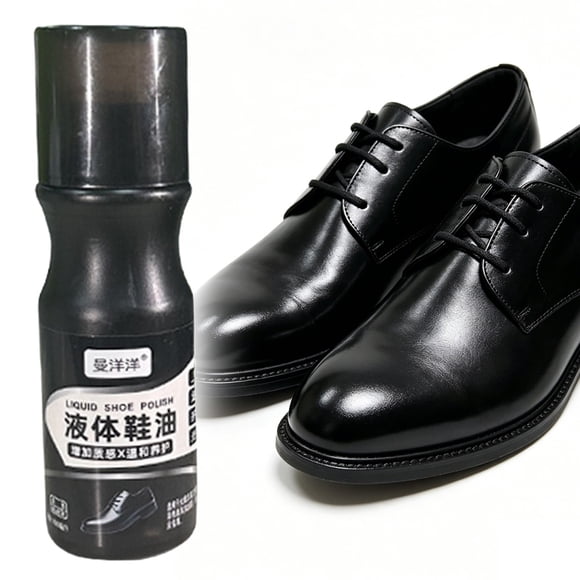 Black Liquid Shoe Polish,Leather Luster,Instant Shoe Shine with Sponge Applicator,100ml,High-Gloss Finish & Quick-Dry,Restores Color,Quick Shine Shoe Polish for Leather Dress Shoes,Boots & More