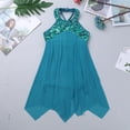 thumbnail image 3 of TSSOE Robes de Danse Ballet pour Filles Enfants Paillettes Costumes de Danse Moderne Contemporaine Justaucorps-Robe Sans Manches Turquoise 16, 3 of 7