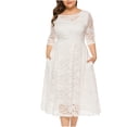 thumbnail image 2 of Flywake Robe Maxi pour Femme Grande Taille, Robes Longues Décontractées, Mode pour Femme, Grande Taille, Robe en Dentelle Ajourée avec Poches, Robe de Soirée, Jupe Longue, 2 of 4