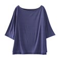 thumbnail image 1 of Birdeem T-Shirt Femme Col Rond Couleur Unie Manches Courtes Ample, 1 of 12