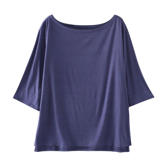 Birdeem T-Shirt Femme Col Rond Couleur Unie Manches Courtes Ample