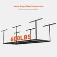 thumbnail image 3 of 96" x 36"x 40" Overhead Garage Storage Rack, 22''-40" Height Adjustable Metal Ceiling Storage Organization System, 600lbs Weight Capacity, Black, 3 of 8