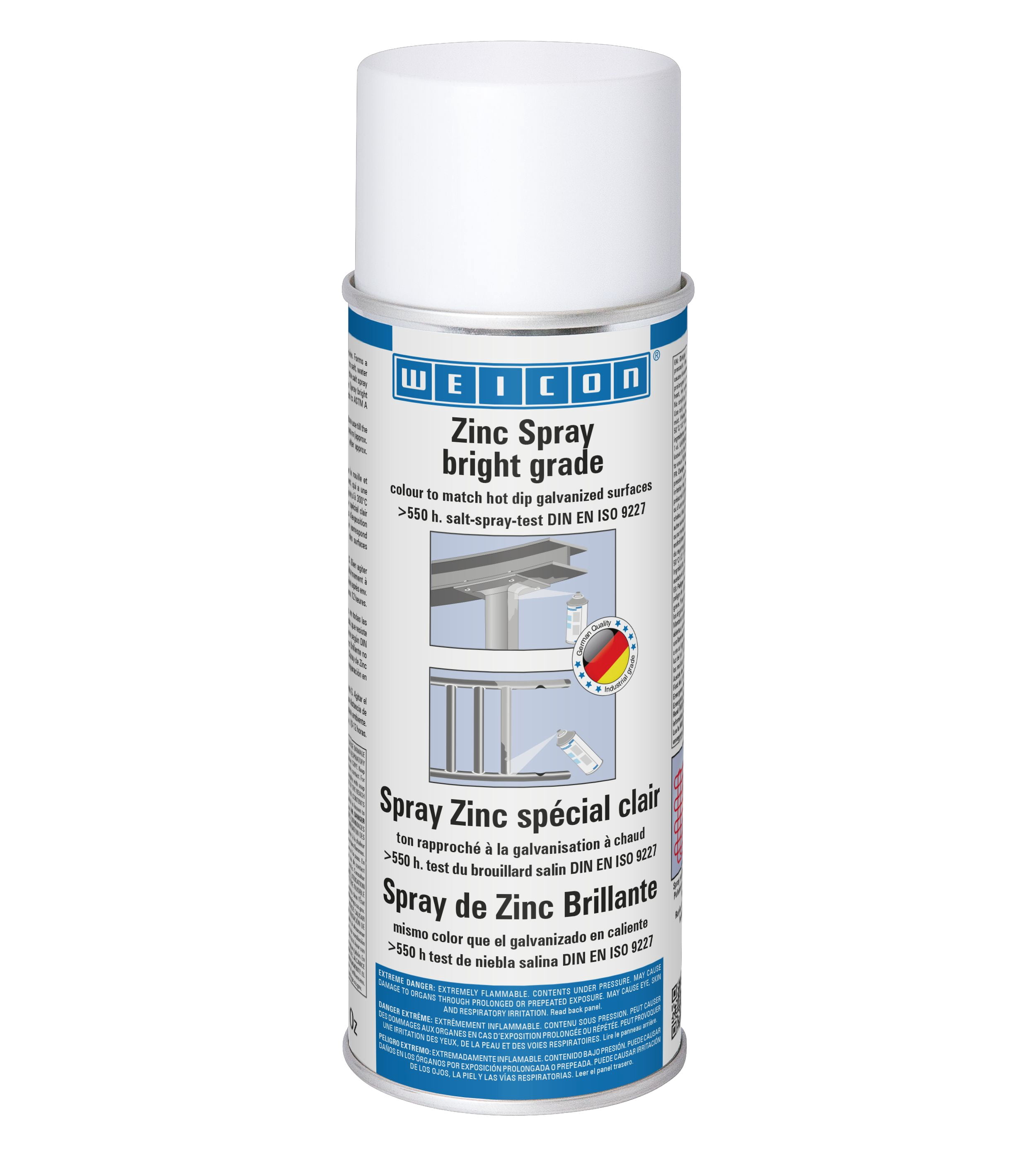 WEICON Zinc Spray Bright Grade | 400 ml | Rust protection, heat-resistant | Primer for Metal | Fast Drying | Galvanizing colour