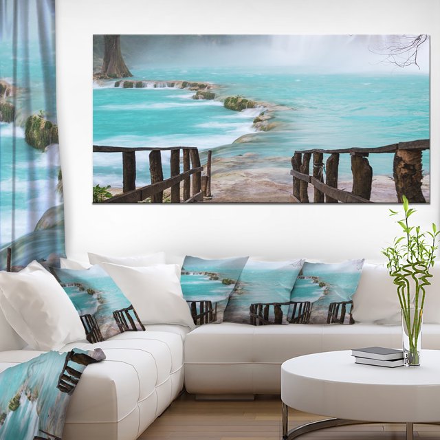 Vieux Pont dans la Cascade du Mexique - Impression sur Toile Bord de Mer