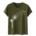 thumbnail image 2 of Babysbule Liquidation de Hauts pour Femmes T-shirt à Col Rond de Mode pour Femmes à Manches Courtes Imprimé Pissenlit T-shirt Décontracté Ample Hauts, 2 of 4