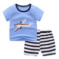 thumbnail image 1 of LSLJS Toddler Baby Boy Clothes Cartoon Print Pattern Short Sleeve Tops+ Casual Shorts Summer Outfits Set, 1 of 8