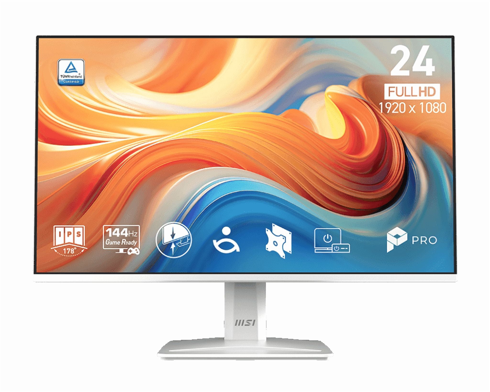 MSI Moniteur IPS de 23,8 po 1920 x 1080 (FHD) 144Hz 1ms (MPRT) / 4ms (GTG) Inclinaison réglable (PRO MP243W E14)