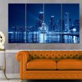 thumbnail image 1 of Tableau imprimé sur toile Design Art chicago bleu nuit, 1 of 3