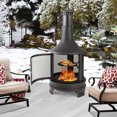 thumbnail image 2 of Costway 30 Inch Outdoor Fire Pit Chiminea 2 in 1 Wood Burning Metal Fireplace  with Grill, 2 of 10
