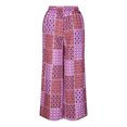 thumbnail image 4 of Jsaierl Womens Boho Print Palazzo Pants Elastic High Waist Drawstring Wide Leg Flowy Pants Plus Size Holiday Straight Leg Pants, 4 of 5