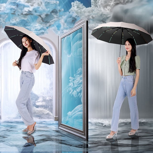 TopLLC 60 Rib Folding Umbrella For Sunny And Rainy Days Fully Automatic Umbrella Large Reinforced Plastic Sunshade And Sun Protection Umbrella Folding fabric rain gear