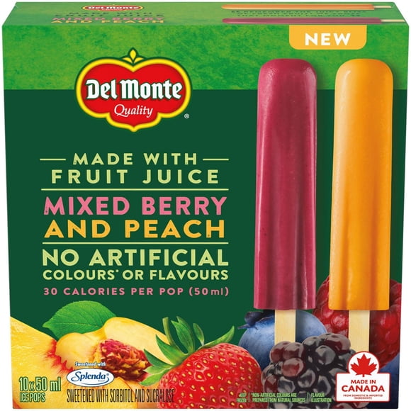 DEL MONTE Mixed Berry & Peach Ice Pops, 10 x 50 ml