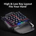 thumbnail image 4 of One On One Colorful Light Effect Tilted Keyboard Layout with Light Carved Characters Ergonomic Full Key No Punch One Handed Mobile Game Keyboard One Handed Keyboard, 4 of 8