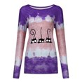 thumbnail image 3 of Hauts d'Entraînement pour Femmes Imprimé à Nouer - T-Shirt à Col Rond Patchwork T-Shirt Décontracté Blouse Hauts Hauts d'Été pour Femmes en Liquidation, 3 of 7