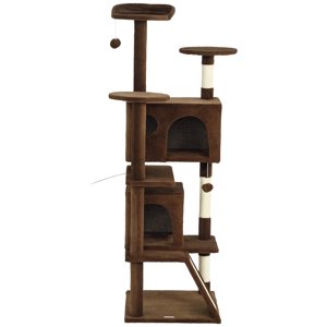 CoSoTower 63" Arbre de chat, Tour de chat multi-niveaux avec des poteaux de Scratching, Condos de chat , Lit , Plates-formes , Ramp , Toy Ball , Brun clair