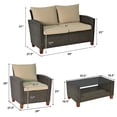 thumbnail image 2 of Gymax 4PCS Cushioned Rattan Conversation Set w/ Coffee Table Patio Outdoor, 2 of 10