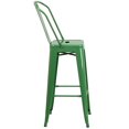 thumbnail image 3 of 30'' High Green Metal Indoor-Outdoor Barstool with Back, 3 of 9