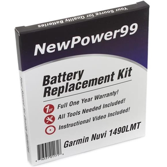 Garmin Nuvi 1490 LMT (Nuvi 1490LMT) Battery Replacement Kit with Tools, Video Instructions, Extended Life Battery and Full One Year Warranty